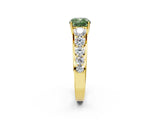Yellow gold Fancy Green Cushion Cut Brilliant Diamond Pavé Band with Six-Prong Setting_2