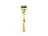 Yellow gold Fancy Green Cushion Cut Brilliant Diamond Solitaire Ring with Pear Side Stones and Four-Prong Setting_5