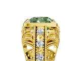 Yellow gold Fancy Green Cushion Cut Brilliant Milgrain Filigree Diamond Ring with Square Prong Setting_5