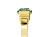 Yellow gold Fancy Green Cushion Cut Brilliant Solitaire Diamond Ring with Channel Set Band and Bar Prong Setting_29
