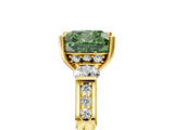 Yellow gold Fancy Green Cushion Cut Brilliant Three-Stone Pave Band with Four-Prong Setting_5