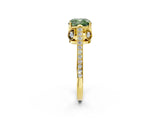 Yellow gold Fancy Green Cushion  Cut Cathedral Pave Diamond Engagement Ring with Six-Prong Setting_35