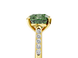 Yellow gold Fancy Green Cushion  Cut Channel Set Solitaire Engagement Ring with Four-Prong Setting_165