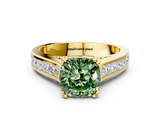 Yellow gold Fancy Green Cushion  Cut Channel Set Solitaire Engagement Ring with Prong Setting_20