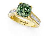 Yellow gold Fancy Green Cushion  Cut Channel Set Solitaire Engagement Ring with Prong Setting_21