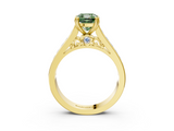 Yellow gold Fancy Green Cushion  Cut Channel Set Solitaire Engagement Ring with Prong Setting_23