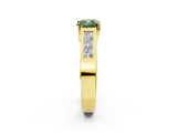 Yellow gold Fancy Green Cushion Cut Cut Channel Set Solitaire Ring with Four-Prong Setting_2