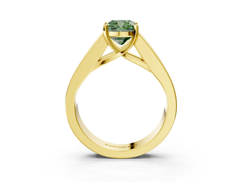 Yellow gold Fancy Green Cushion Cut Cut Channel Set Solitaire Ring with Four-Prong Setting_3