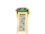 Yellow gold Fancy Green Cushion Cut Cut Channel Set Solitaire Ring with Four-Prong Setting_5