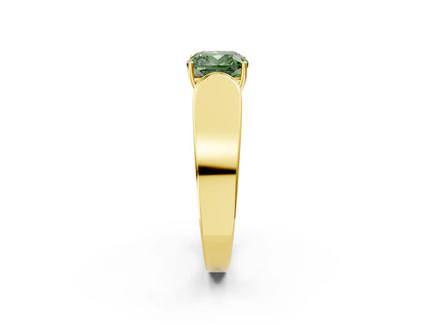 Yellow gold Fancy Green Cushion Cut Cut Diamond Channel Set Solitaire Ring with Four-Prong Setting_2
