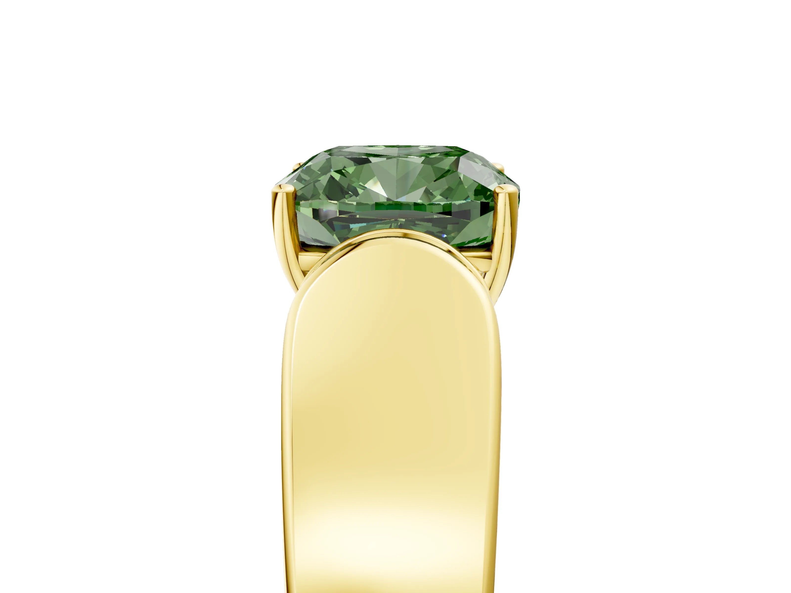 Yellow gold Fancy Green Cushion Cut Cut Diamond Channel Set Solitaire Ring with Four-Prong Setting_5