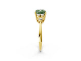 Yellow gold Fancy Green Cushion Cut Cut Diamond Cluster Ring with Solitaire Band and Four-Prong Setting_2