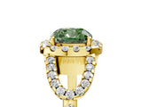 Yellow gold Fancy Green Cushion Cut Cut Diamond Halo Engagement Ring with Open Split Pavé Band_5