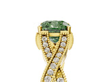 Yellow gold Fancy Green Cushion Cut Cut Diamond Twisted Band with Milgrain Pave Setting and Four-Prong Setting_5