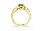 Yellow gold Fancy Green Cushion Cut Cut Halo Diamond Infinity Band with Four-Prong Setting_3