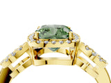 Yellow gold Fancy Green Cushion Cut Cut Halo Diamond Infinity Band with Four-Prong Setting_4