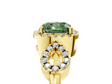 Yellow gold Fancy Green Cushion Cut Cut Halo Diamond Infinity Band with Four-Prong Setting_5