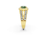 Yellow gold Fancy Green Cushion Cut Cut Halo Split Shank Prong Set Ring_2