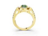 Yellow gold Fancy Green Cushion Cut Cut Halo Split Shank Prong Set Ring_3