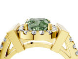 Yellow gold Fancy Green Cushion Cut Cut Halo Split Shank Prong Set Ring_4