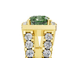 Yellow gold Fancy Green Cushion Cut Cut Halo Split Shank Prong Set Ring_5