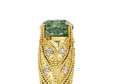 Yellow gold Fancy Green Cushion Cut Cut Milgrain Pave Diamond Engagement Ring with Four-Prong Setting_20