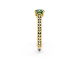Yellow gold Fancy Green Cushion Cut Cut Pave Band Milgrain Solitaire Ring_2