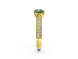 Yellow gold Fancy Green Cushion Cut Cut Pave Split Shank Engagement Ring with Four-Prong Setting_2