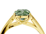 Yellow gold Fancy Green Cushion Cut Cut Pave Split Shank Engagement Ring with Four-Prong Setting_4