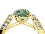 Yellow gold Fancy Green Cushion Cut Diamond Channel Set Solitaire Ring with Four-Prong Setting_16