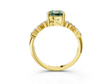 Yellow gold Fancy Green Cushion Cut Diamond Cluster Pavé Band with Four-Prong Setting_15