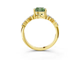 Yellow gold Fancy Green Cushion Cut Diamond Cluster Pavé Band with Four-Prong Setting_6