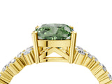 Yellow gold Fancy Green Cushion Cut Diamond Cluster Pavé Band with Four-Prong Setting_7