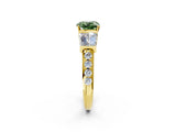 Yellow gold Fancy Green Cushion Cut Diamond Engagement Ring with Baguette Side Stones and Channel Set Band_22