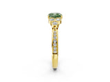 Yellow gold Fancy Green Cushion  Cut Diamond Engagement Ring with Bezel Set Round Side Stones and Prong Setting_49