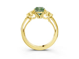 Yellow gold Fancy Green Cushion  Cut Diamond Engagement Ring with Bezel Set Round Side Stones and Prong Setting_50