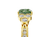 Yellow gold Fancy Green Cushion  Cut Diamond Engagement Ring with Bezel Set Round Side Stones and Prong Setting_52