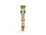 Yellow gold Fancy Green Cushion  Cut Diamond Engagement Ring with Pavé Band and Four-Prong Setting_5