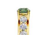 Yellow gold Fancy Green Cushion  Cut Diamond Engagement Ring with Pavé Band and Four-Prong Setting_8