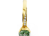 Yellow gold Fancy Green Cushion Cut Diamond Engagement Ring with Side Stone Accents and Four-Prong Setting_12