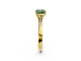 Yellow gold Fancy Green Cushion Cut Diamond Engagement Ring with Side Stone Accents and Four-Prong Setting_14