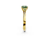 Yellow gold Fancy Green Cushion Cut Diamond Engagement Ring with Side Stone Accents and Four-Prong Setting_74