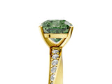Yellow gold Fancy Green Cushion Cut Diamond Engagement Ring with Side Stone Accents and Four-Prong Setting_77