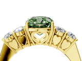 Yellow gold Fancy Green Cushion  Cut Diamond Five-Stone Prong Set White Gold Ring_36