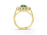 Yellow gold Fancy Green Cushion Cut Diamond Floral Double Halo Engagement Ring with Prong Setting_75