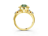 Yellow gold Fancy Green Cushion  Cut Diamond Floral Halo Engagement Ring with Shared Prong Setting 3