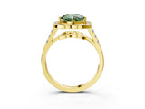Yellow gold Fancy Green Cushion Cut Diamond Floral Halo Split Shank Prong Setting Ring_15