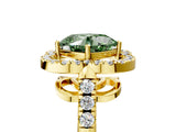 Yellow gold Fancy Green Cushion Cut Diamond Floral Halo Split Shank Prong Setting Ring_17