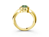 Yellow gold Fancy Green Cushion  Cut Diamond Halo Engagement Ring with Split Shank and Four-Prong Setting_93