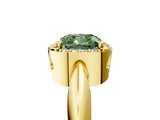 Yellow gold Fancy Green Cushion  Cut Diamond Halo Engagement Ring with Split Shank and Four-Prong Setting_95